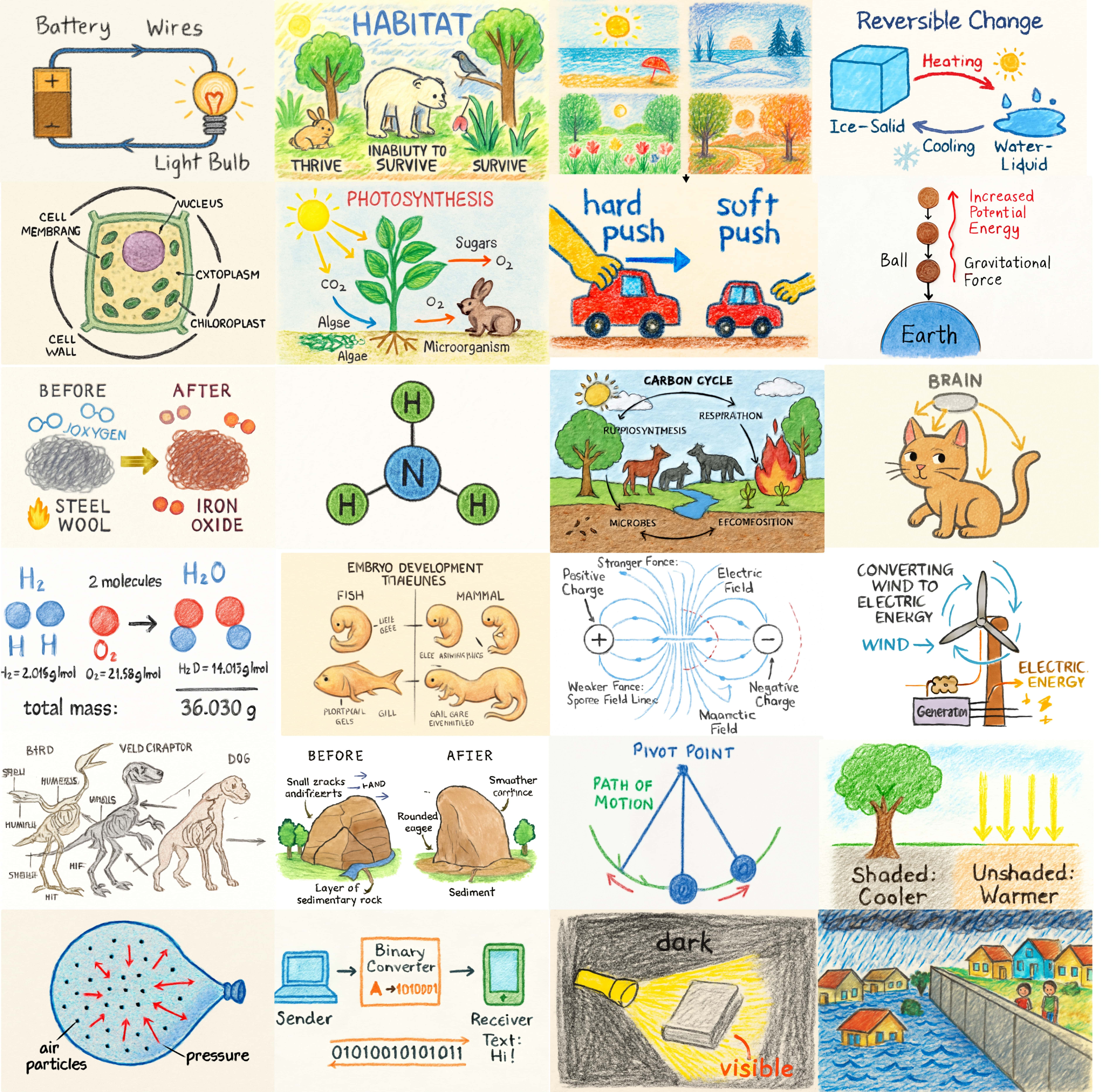 Representative student-like scientific illustrations from DrawSim-PD